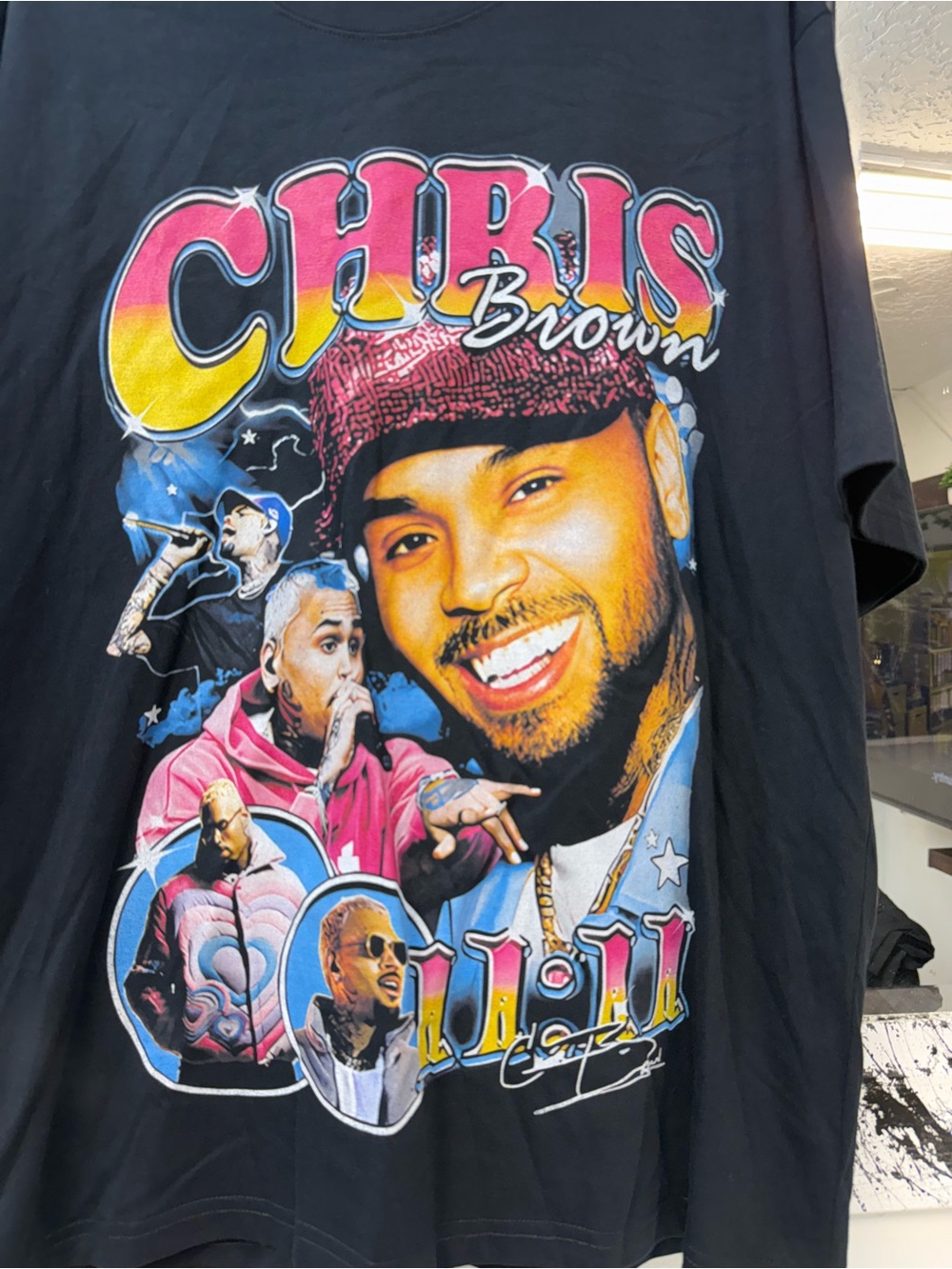 Chris Brown Graphic Black Tee - Bold Portrait big graphic Print - Picture 2 of 4
